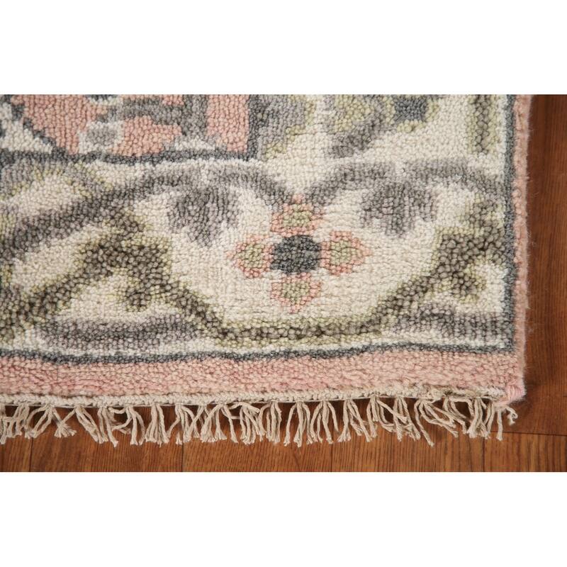 Pink Oushak Indian Runner Rug Handmade Wool Carpet - 2'7"x 9'11"