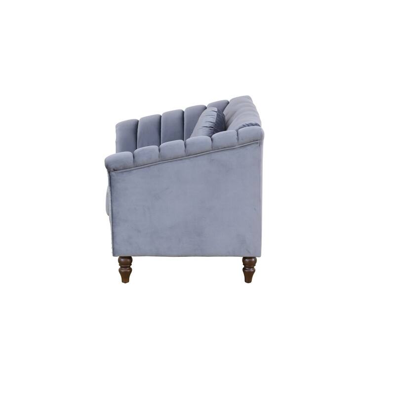 Modern Upholstered Single Sofa with Ergonomic Back & Solid Wood Legs