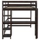 preview thumbnail 4 of 6, Full Loft Bed with Desk and Shelves,Espresso