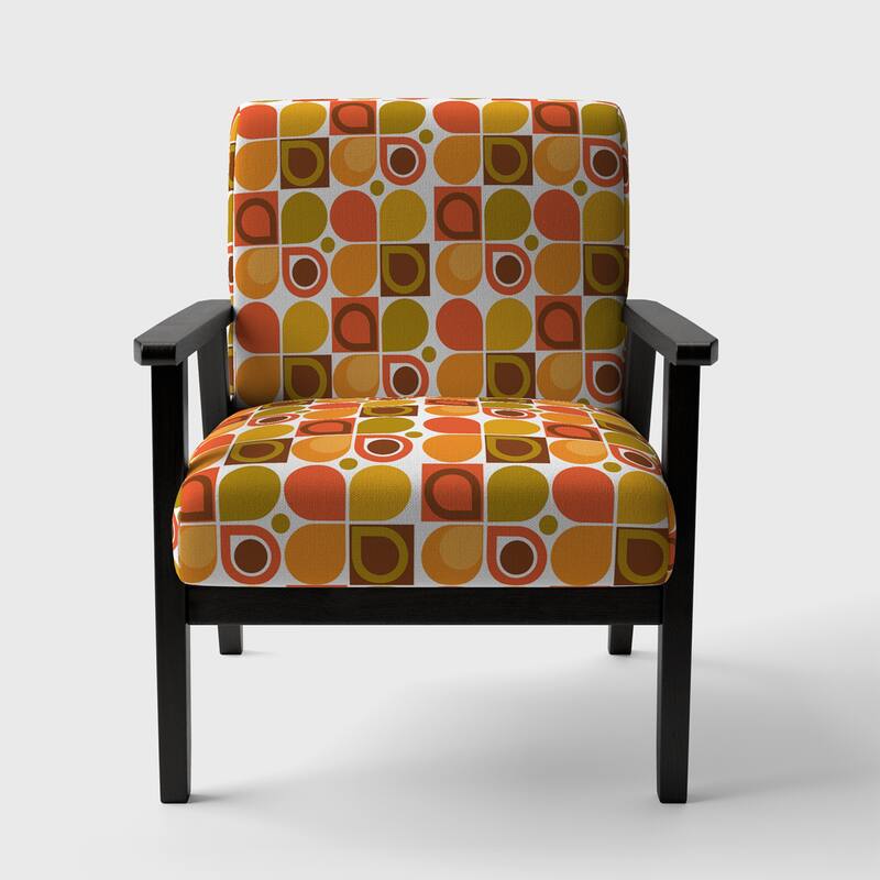 Designart "Abstract Retro Geometric Pattern VI" Upholstered Mid-Century Accent Chair - Arm Chair