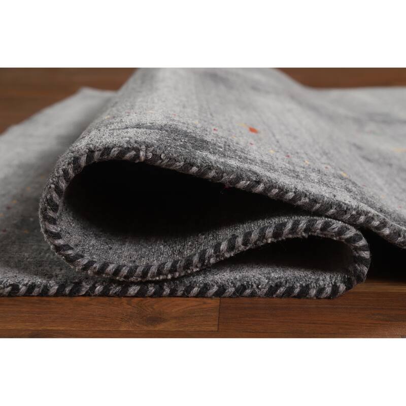 Hand Knotted Oriental 100% Wool Carpet Tribal Animal Pictorial Greys & Charcoal Gabbeh Area Rug - 5' 9'' X 4' 5''