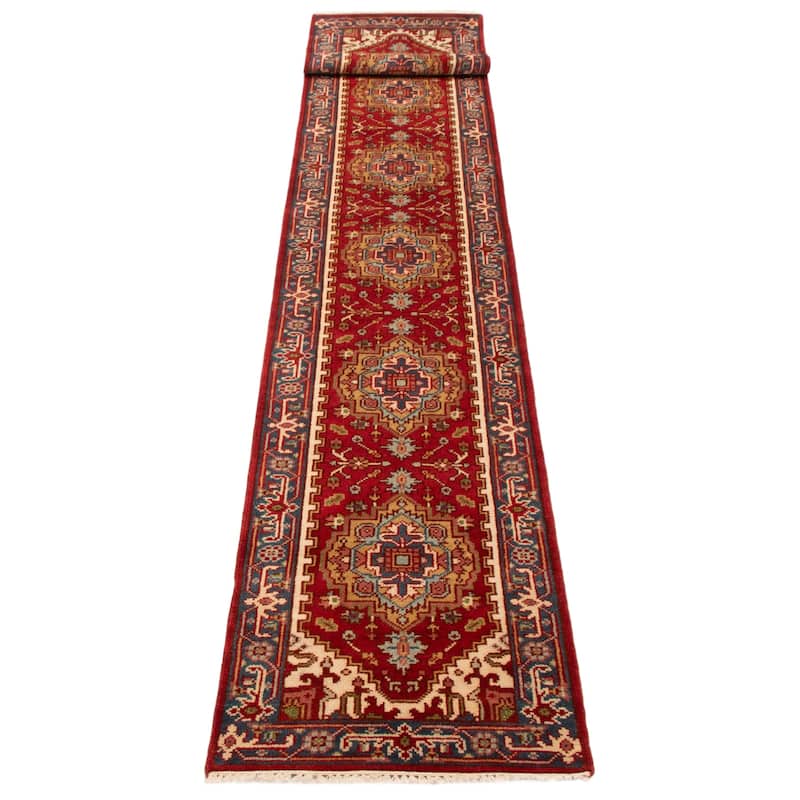 ECARPETGALLERY Hand-knotted Serapi Heritage Red Wool Rug - 2'7 x 17'8