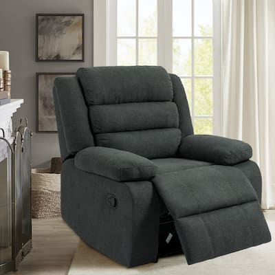 Overstuffed Cotton Corduroy Manual Pushback Recliner with Wide Armrest