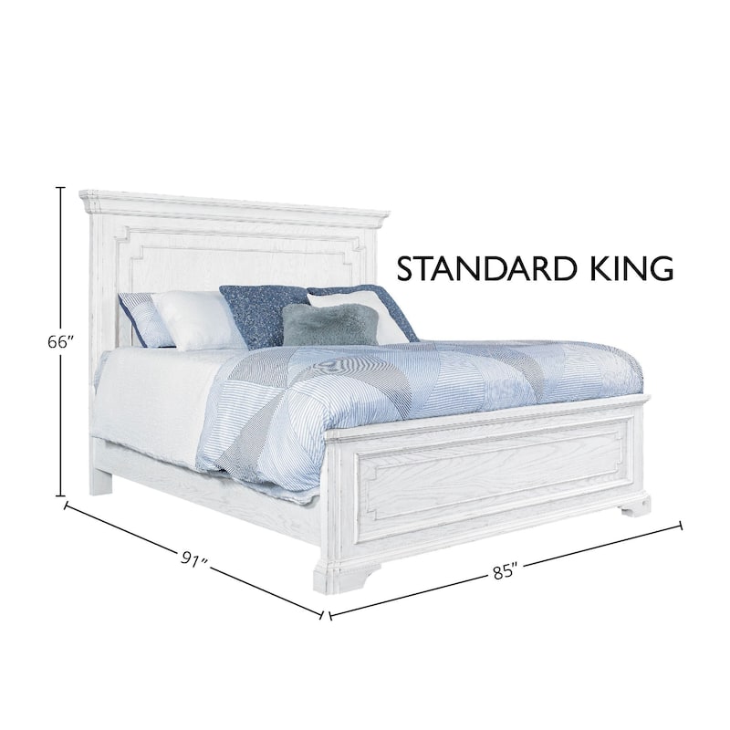 Clara Wood Panel Bed, White Mist