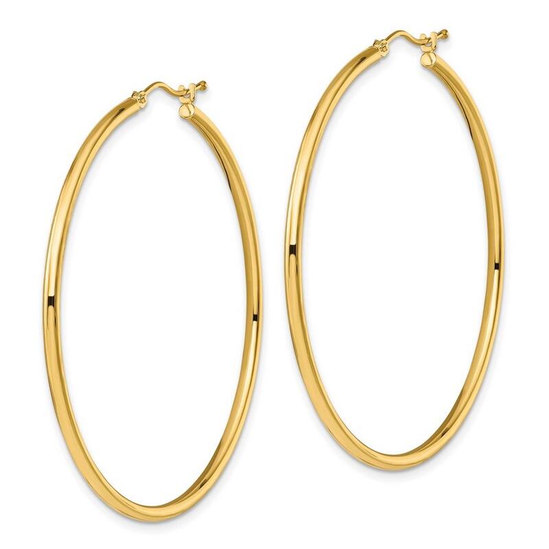 Curata 10k Yellow Gold Polished Hinged 51x2mm Round Hoop Earrings