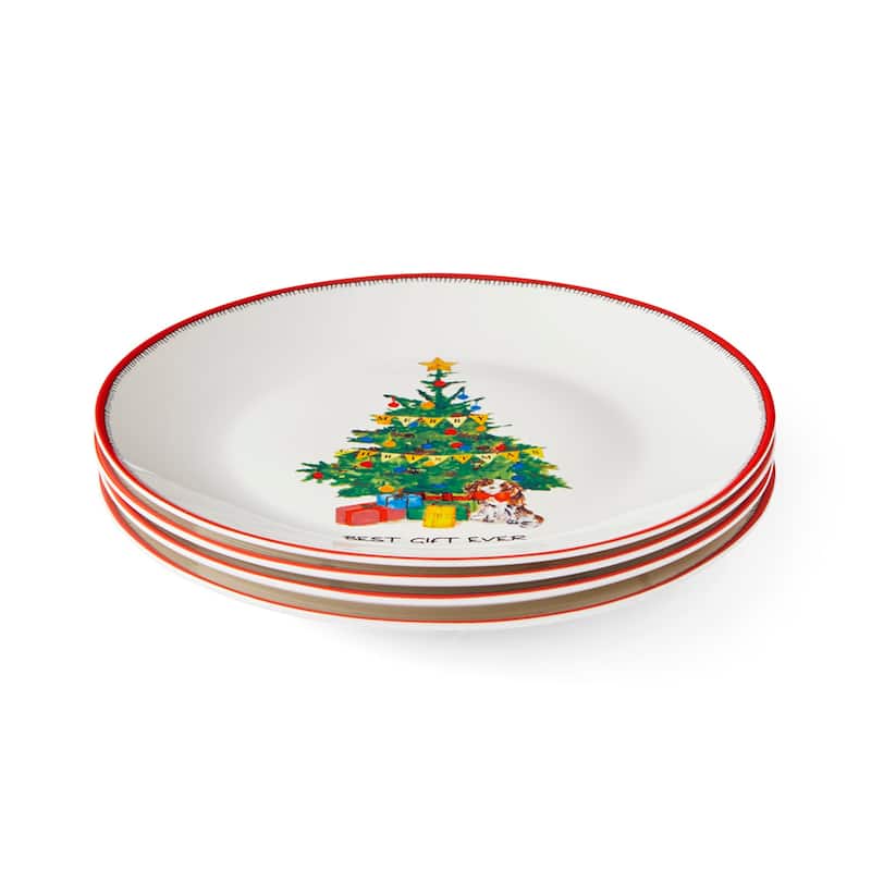 Spode Set of 4 Kit Kemp Doodles Christmas Cake Plates - 6-Inch - 6-Inch