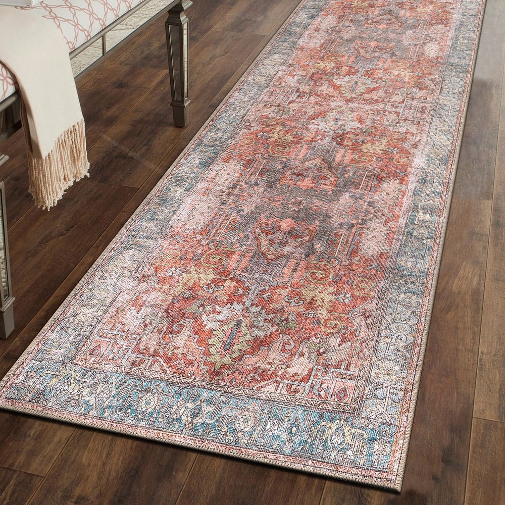 World Rug Gallery Vintage Inspired Distressed Machine Washable Area Rug