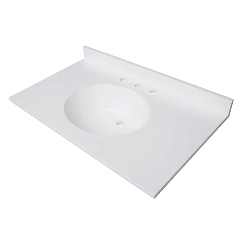 Kingston Brass KVPB3722A38 Wimbeldon 37" Solid Surface Vanity Top with - Glossy White - Painted