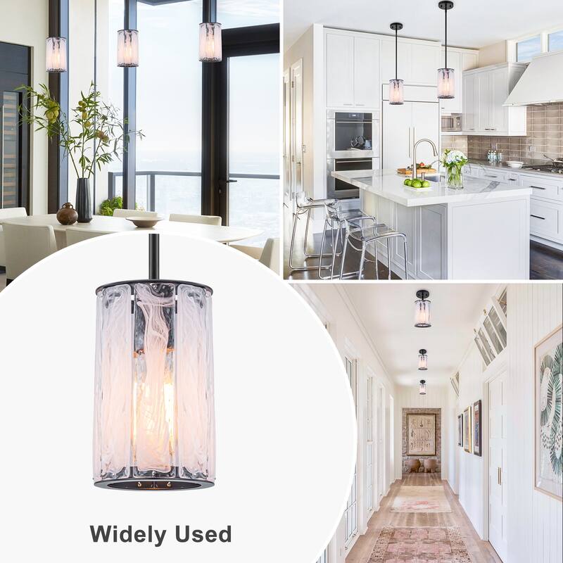 Cloudy White Glass Black Pendant Lighting Modern for Kitchen Island
