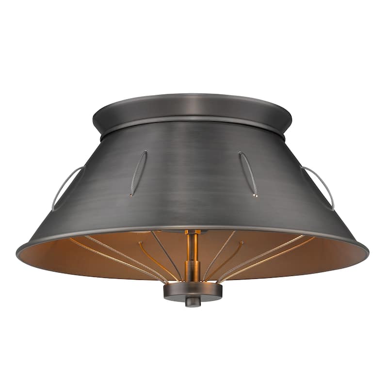 Golden Lighting Whitaker 2-light Flush Mount in Aged Steel
