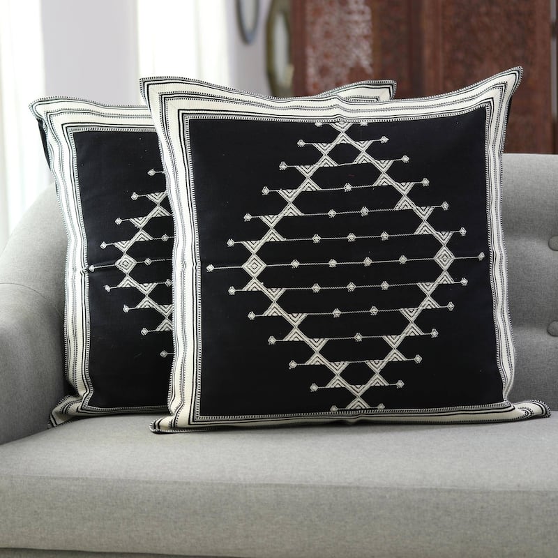 Handmade Dark Pattern cushion covers (India)