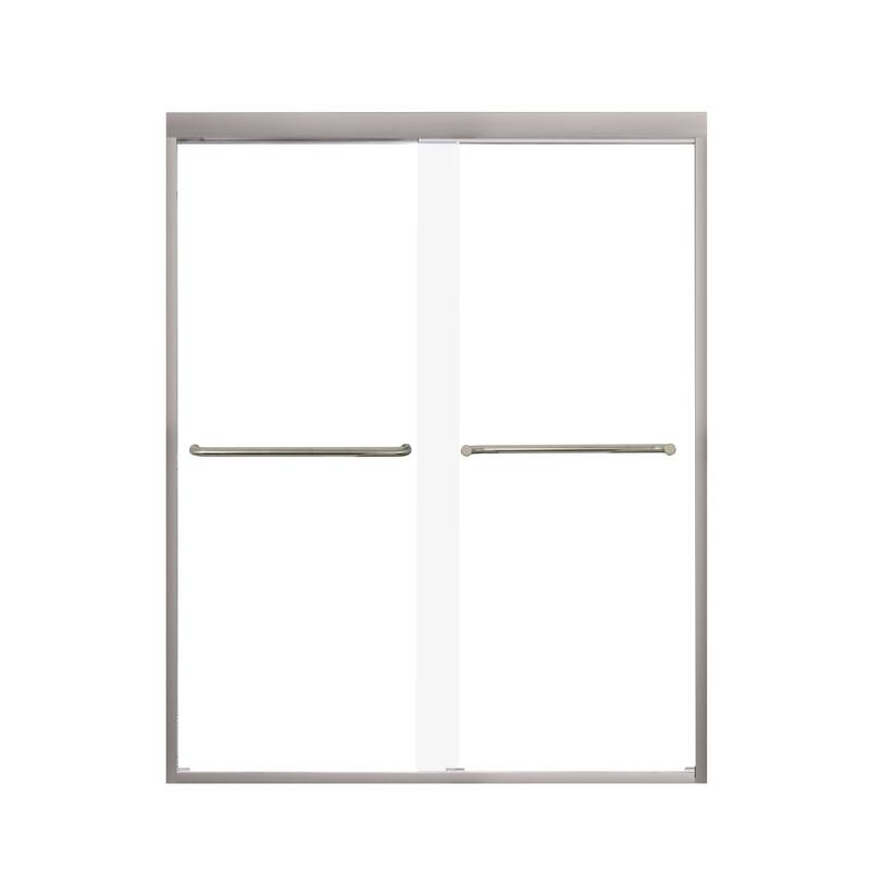 Frederick 59 in. W x 76 in. H Sliding Semi-Frameless Shower Door in Brushed Nickel with Clear Glass - 60 x 76 - 60 x 76