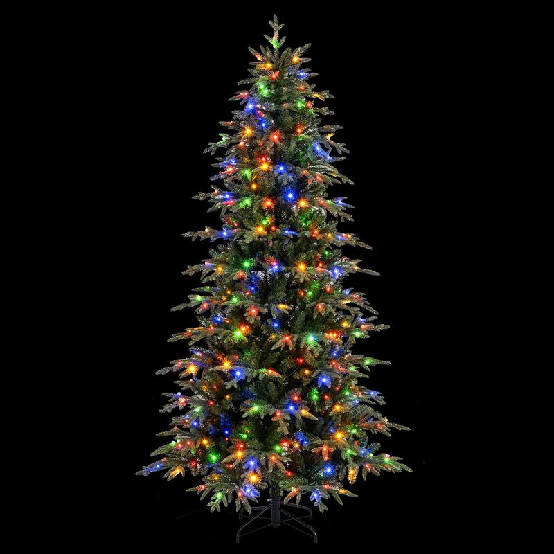 Gymax 7.5 FT Artificial Christmas Tree Pre-lit Xmas Tree w/ 1195