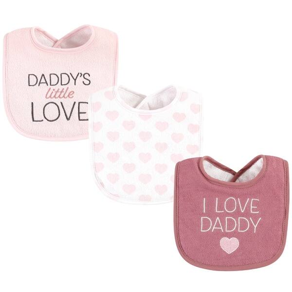 slide 1 of 1, Hudson Baby Infant Girl Fiber Filled Drooler Bibs 3pk, I Love Daddy Wild Rose, One Size - I Love Daddy Wild Rose - One Size One Size - I Love Daddy Wild Rose