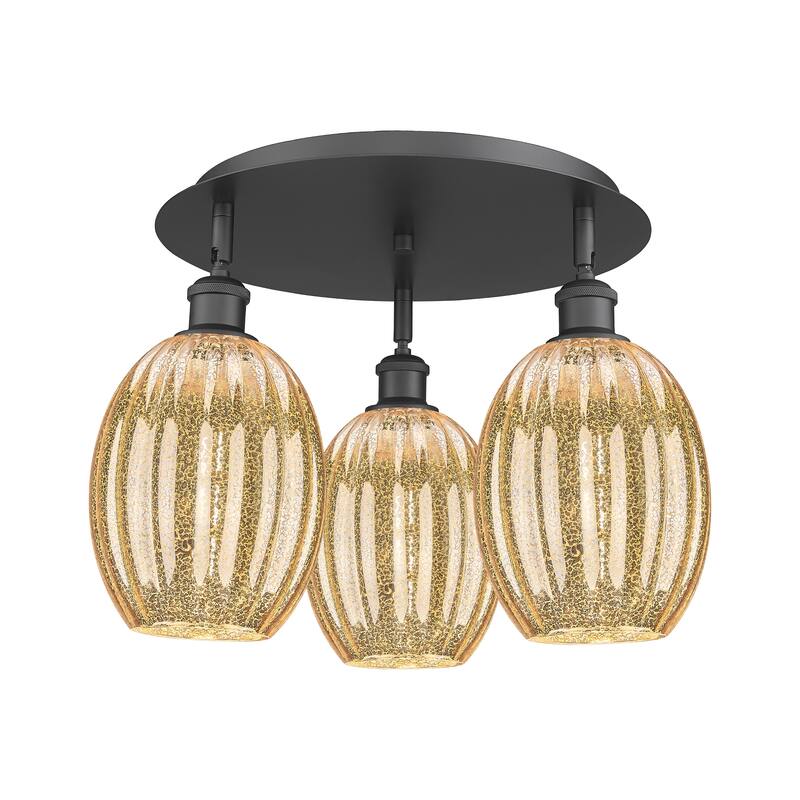 Innovations Lighting Endless Possibilities Ballston - Preston - 3 Light 18" Bulb Shade Flush Mount - Mercury/Matte Black