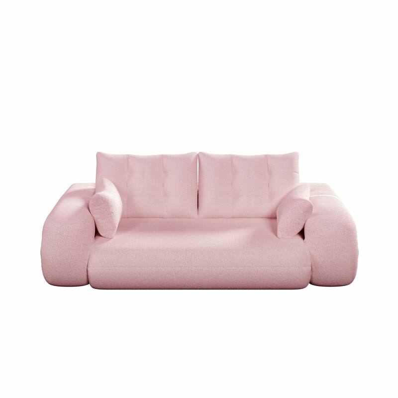 78.7" Multi-Functional Foldable Sofa Bed, 3-in-1 Teddy Fabric Foam Sleeper Couch for Relaxation and Seating
