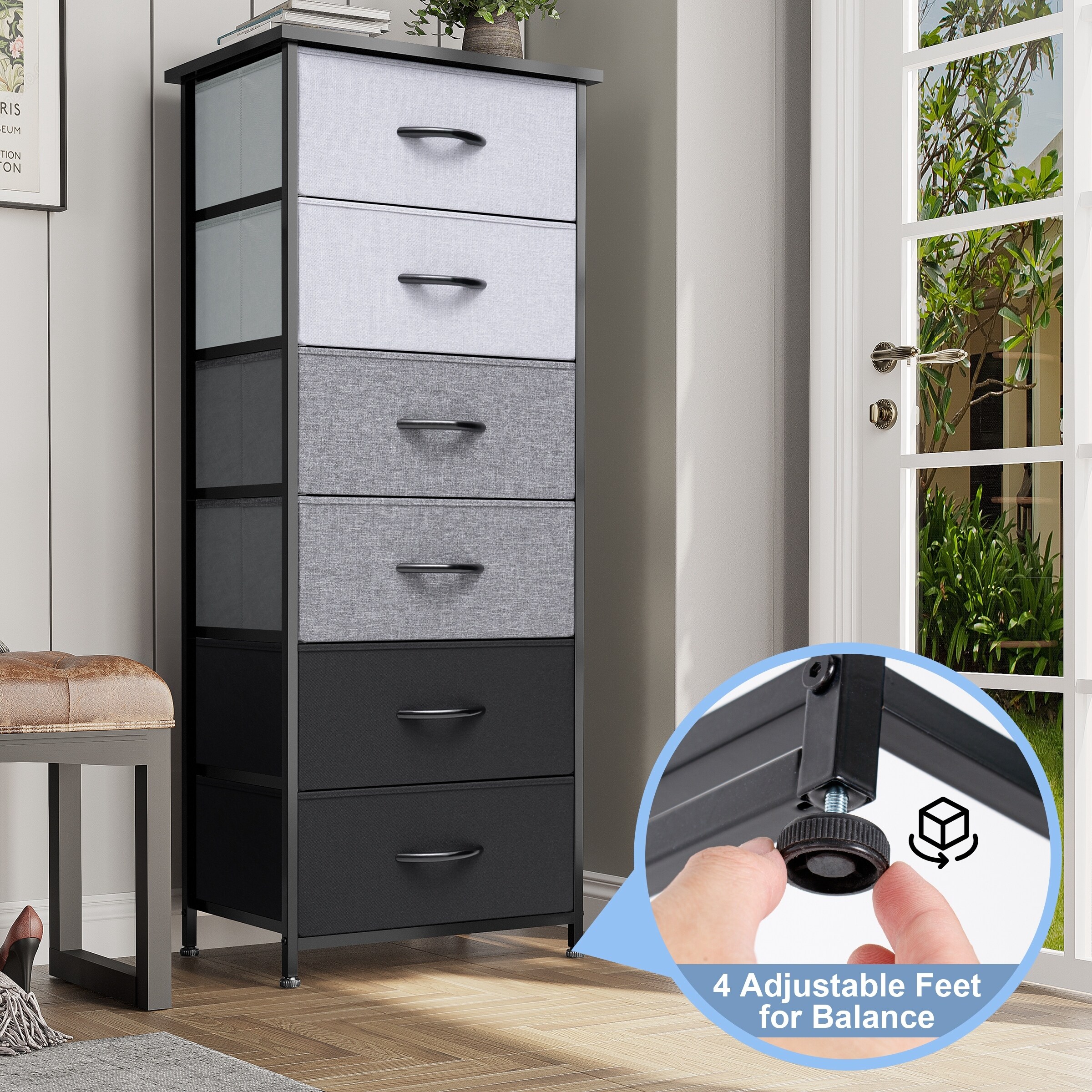 Crestlive Products Vertical Dresser Storage Tower with Wood Top