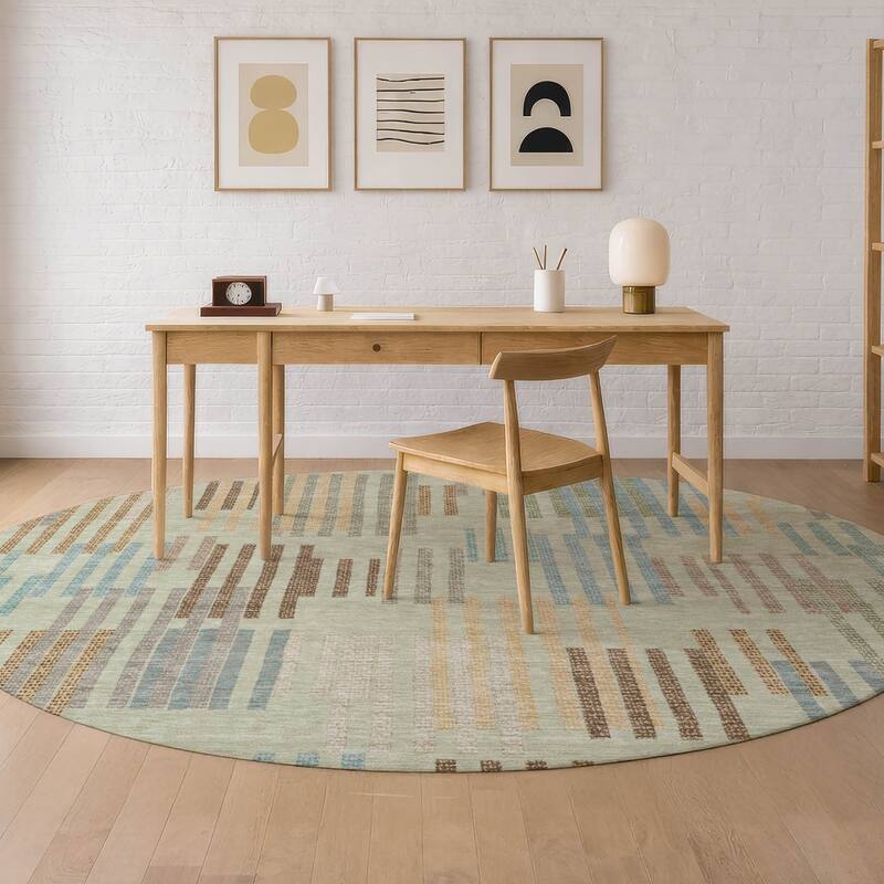 Machine Washable Indoor/ Outdoor Modern Pines Chantille Rug