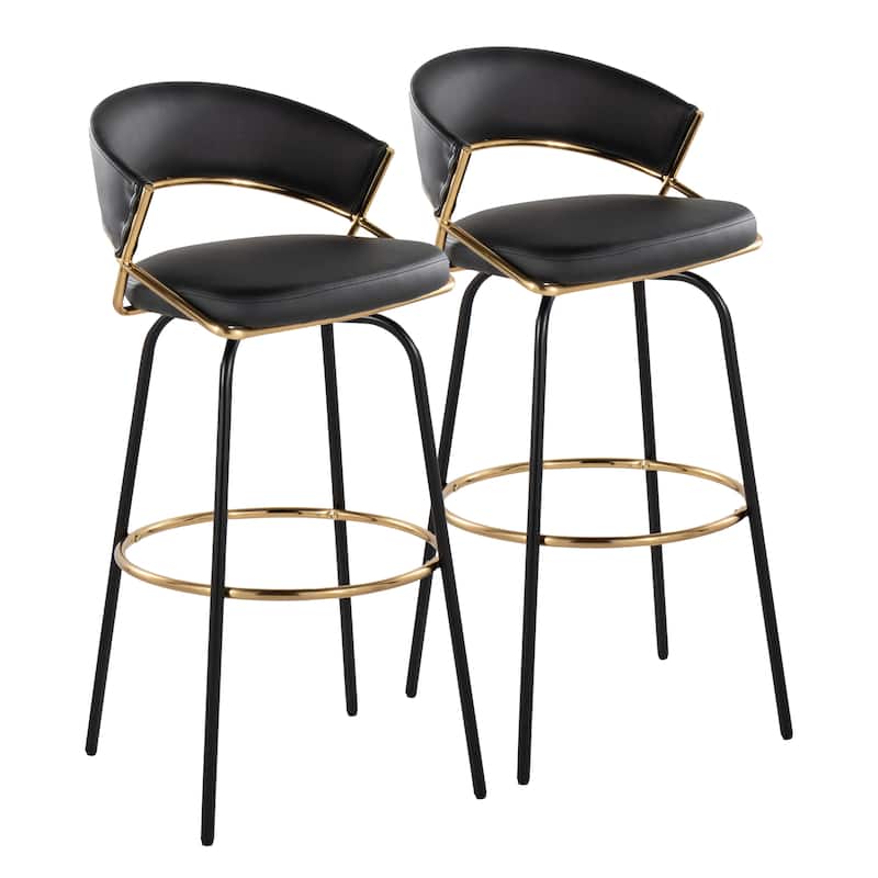 Silver Orchid Tatyana 30" Fixed-Height Bar Stool with Metal Legs (Set of 2)