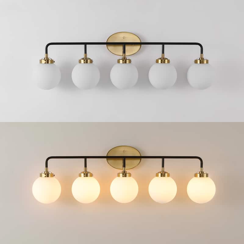 Bevin Contemporary Transitional Iron/Glass LED Vanity Light, by JONATHAN Y