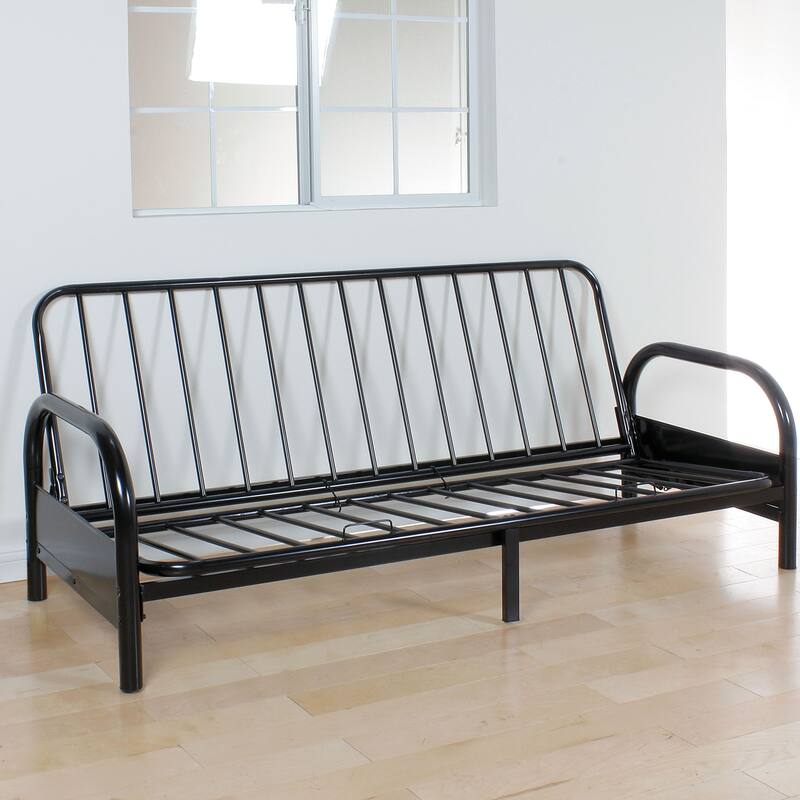 Black Adjustable Metal Futon Frame with Modern Design - Multi-Color