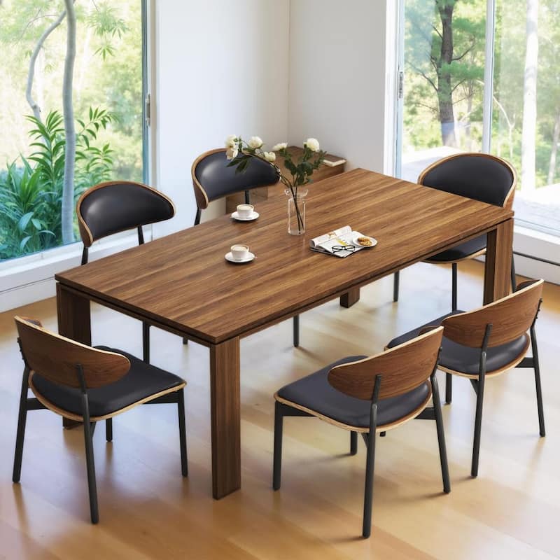 62.99 Inch Mid Century Modern Solid Wood Dining Table for 4-6 People - 70.86"Wx31.49"Dx29.52"H