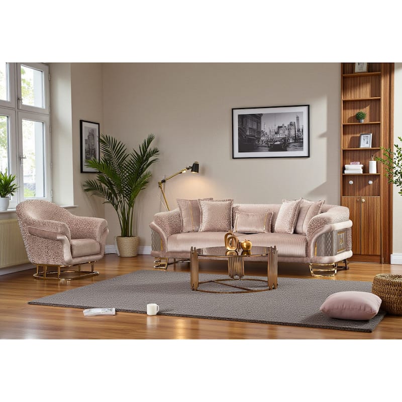 Highland 2 Pieces Living Room Sets 1 Sofa 1 Chair - Cream