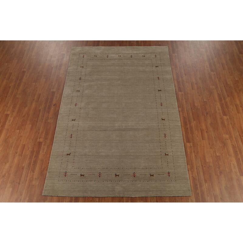 Little Animals Tribal Gabbeh Area Rug Hand-Knotted Wool Carpet - 6'6"x 9'10"