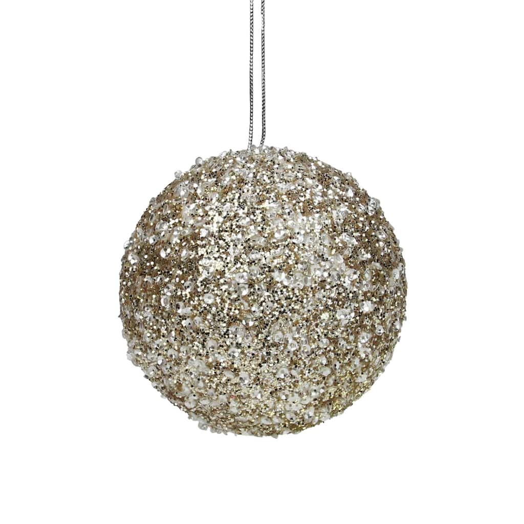 5" Gold and Silver Sequin Ball Christmas Ornament