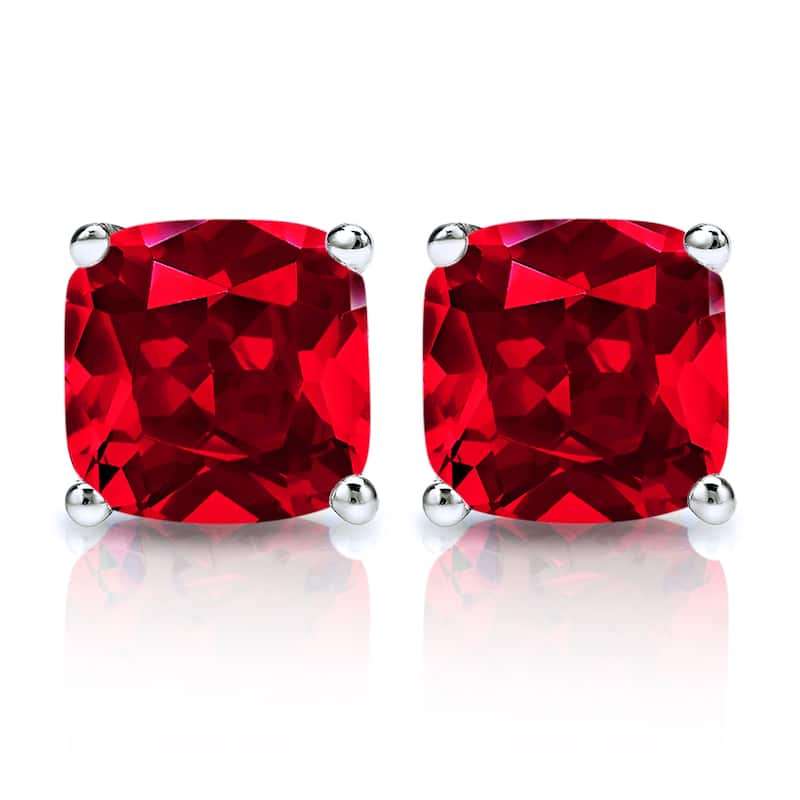 Auriya 14k Gold Lab Grown Gemstone Ruby Stud Earrings Cushion 0.25 to 5.00 ct. tw. 4-Prong Basket Push-Back