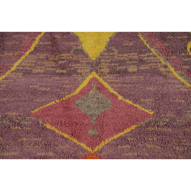 Purple Plush Moroccan Oriental Area Rug Handmade Wool Carpet - 9'0" x 12'8"