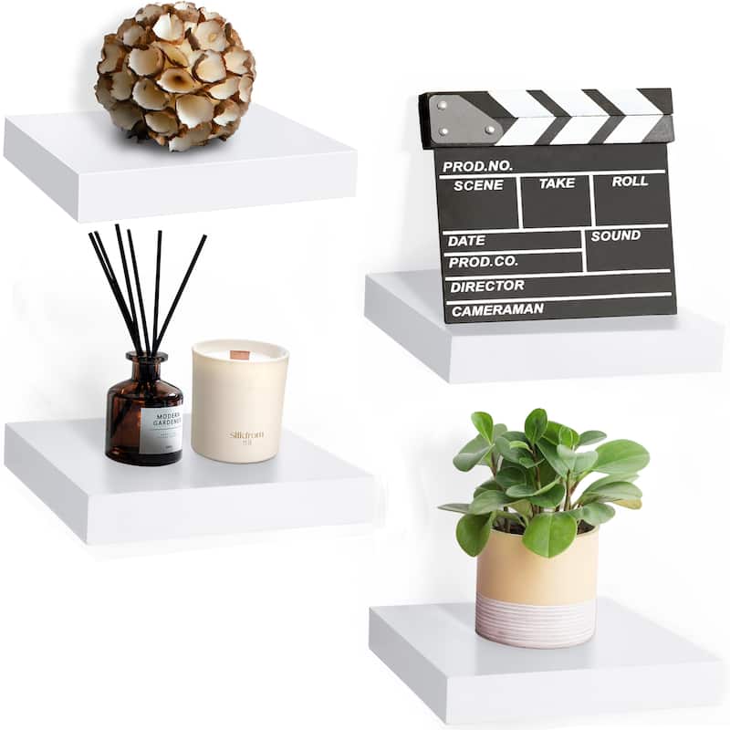 Floating Shelf Square Invisible Mounting (4 Pack) - 9.25" L X 9.25" W 1.5"H - White