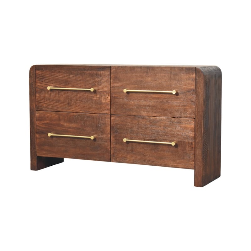 Artisan Furniture Solid Wood Copenhagen 4-Drawer Chest in Smoked Oak
