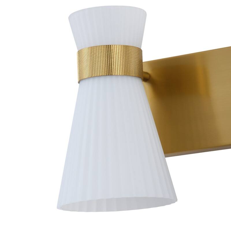 3 Light Gold Vanity Wall Sconce with White Glass Shades Modern Bathroom Lighting Fixture for Mirror and Dressing Area