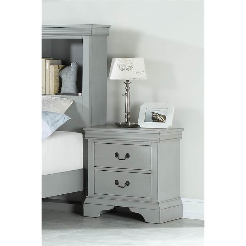 Wooden Nightstand with Two Drawers