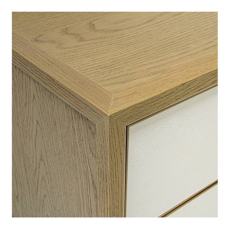 NADAAL STUDIOS Alarno Nightstand, Shagreen Pattern with Antique Gold Frame 2-Drawer, Black