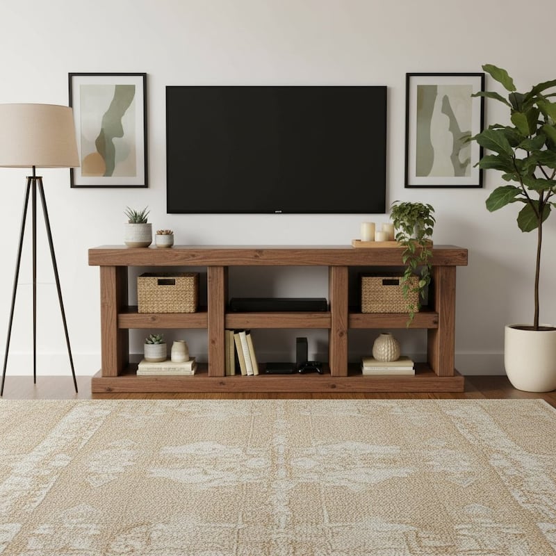 Origins by Alpine Sequoia 80" Console Table, Walnut Brown