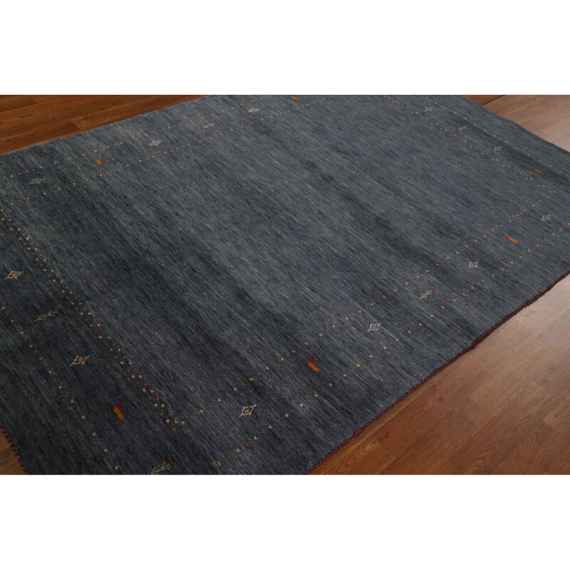 Gabbeh Area Rug Handmade Wool Carpet - 5'2" x 7'11"
