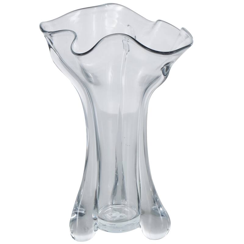 Clear Glass Fluted Tulip Abstract Vase