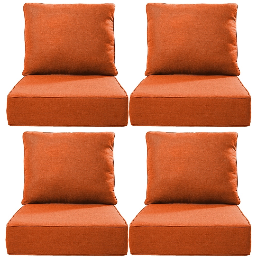 Luxury 6" Outdoor Cushions for Patio Furniture, 24x24x6 Cushion Set, Fade Resistant Replacement Cushions with Removable Cover