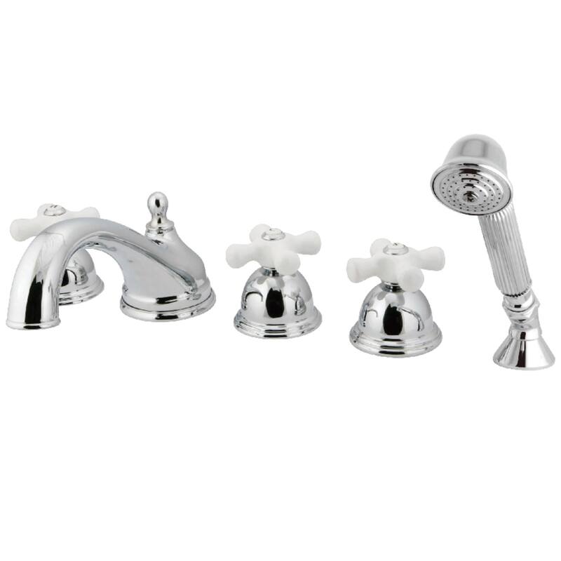 Kingston Brass Milano 5-Hole Deck Mount Roman Tub Faucet with Hand Shower