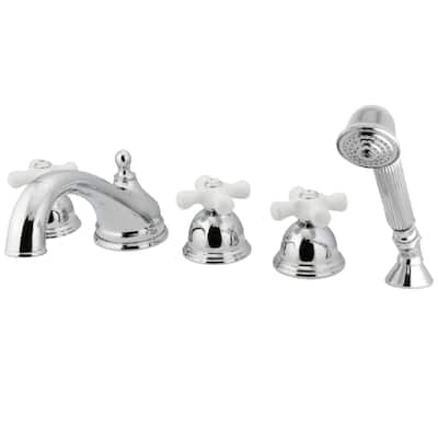 Kingston Brass Milano 5-Hole Deck Mount Roman Tub Faucet with Hand Shower