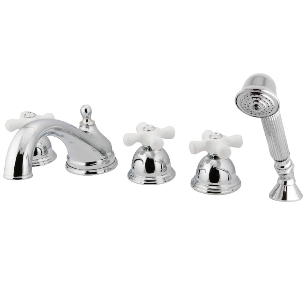 Kingston Brass Milano 5-Hole Deck Mount Roman Tub Faucet with Hand Shower