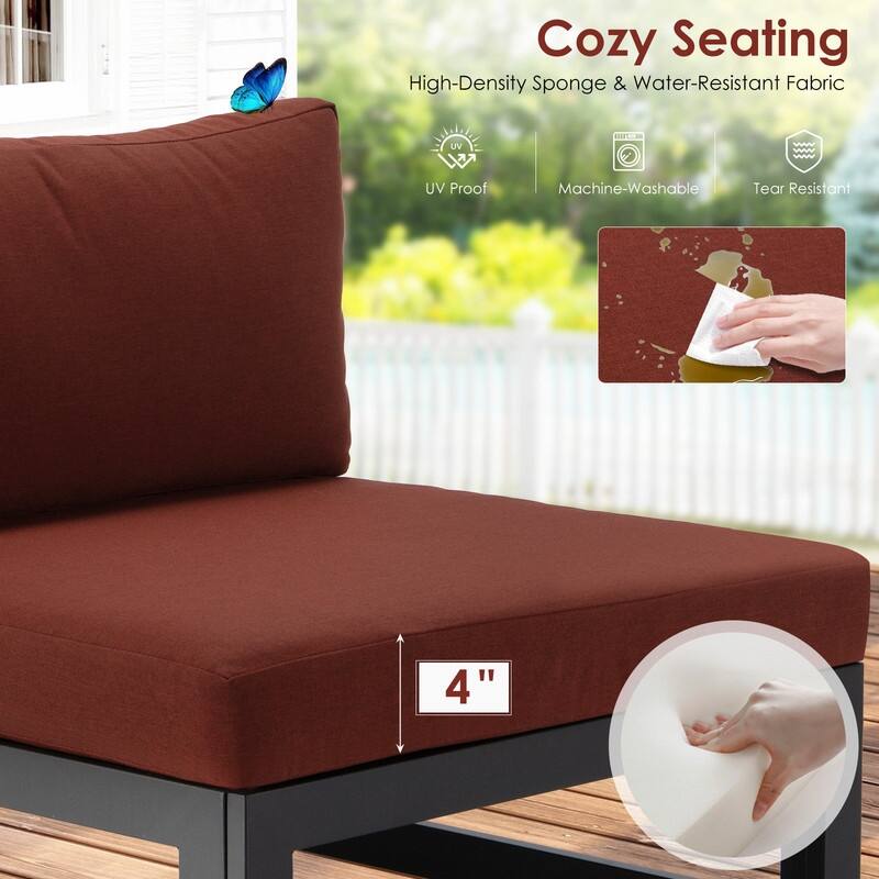 FINCATI Aluminum Outdoor Patio Furniture Conversation Sectional Sofa Set