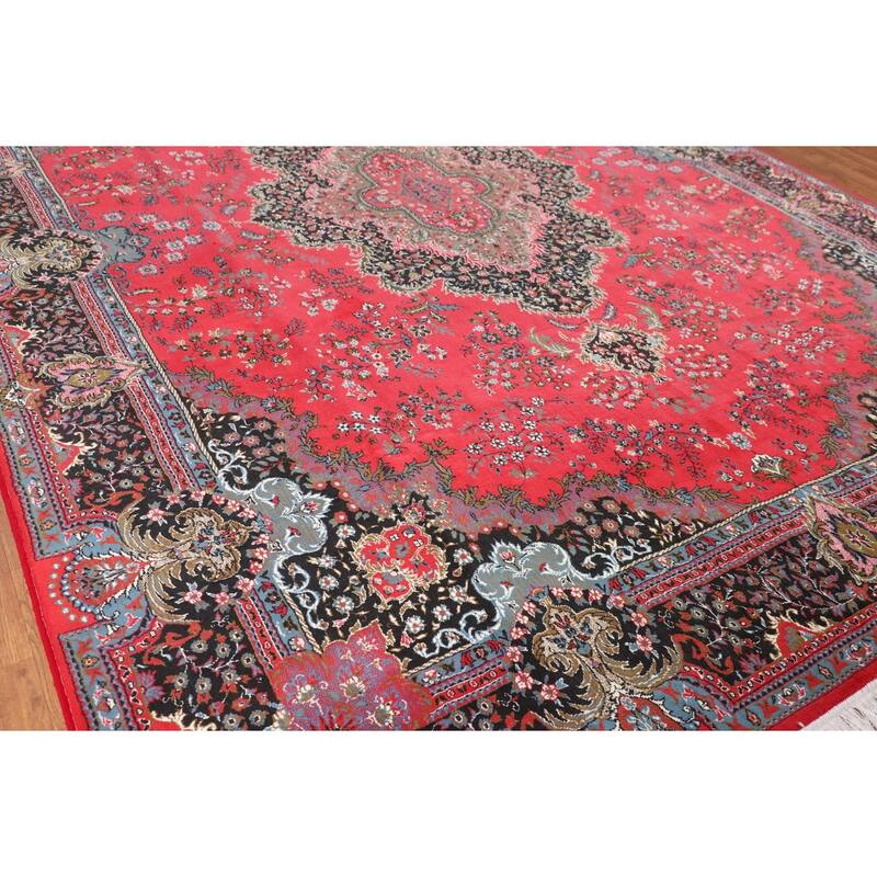 Victorian Style Pink Kashan Turkish Area Rug Machine Made Carpet - 9'8" x 13'2"
