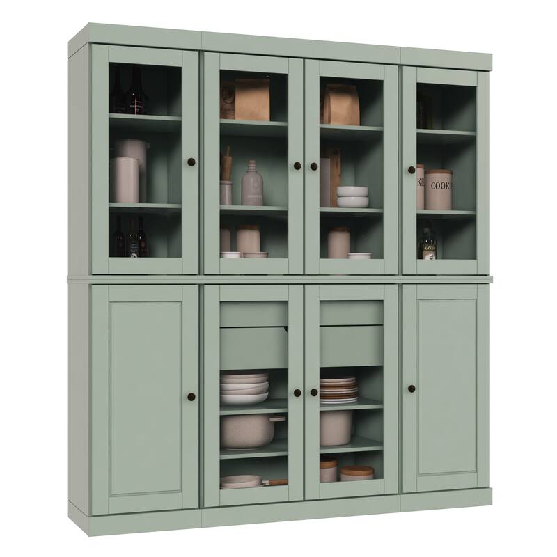 Palace Imports 100% Solid Wood Pantry Cabinet, 2 Drawers, Adjustable Shelves, 65" Wide, 71.5" Tall - 65" x 71.5"