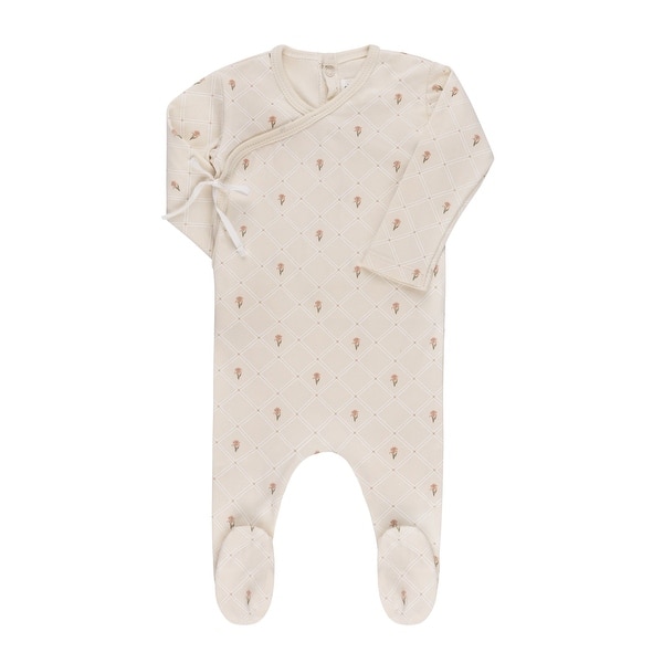 slide 2 of 5, Ely's & Co. Jersey Cotton Floral Grid Footie Collection Pink Flower - 1 Months