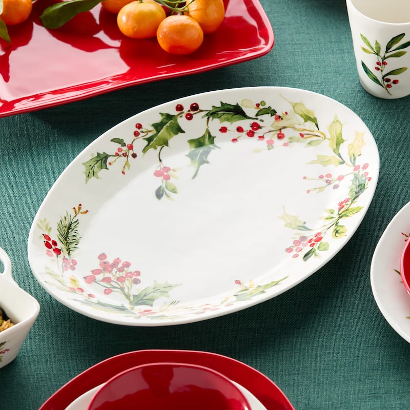 Certifed International Holly And Vines Oval Platter 16" x 12' - 16 L x 12 W x 1.5 H