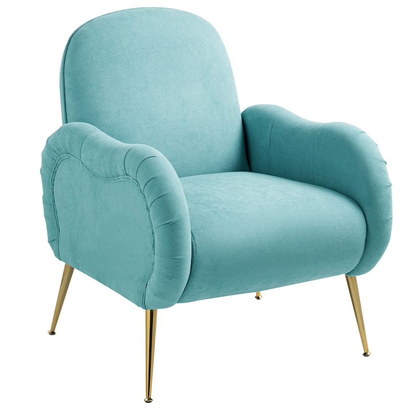 Snowflake Fabric Accent Chair with Gold Metal Legs, High-Density Foam and Spring Cushion, and 300 lbs Weight Capacity