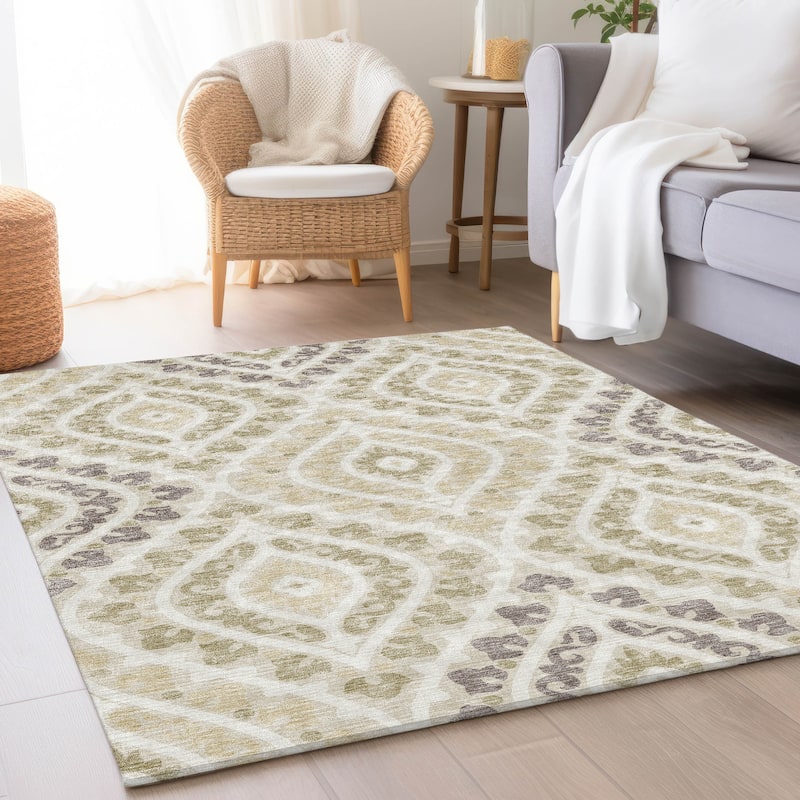 Machine Washable Indoor/ Outdoor Chantille Ttransitional Medallion Rug